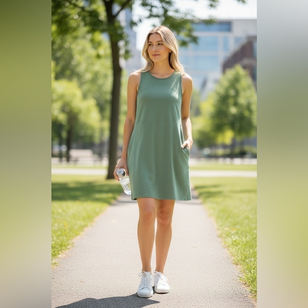 Willow Blossom Athletic Dress-Mesh Bodice-Built in Bra-Front Pockets